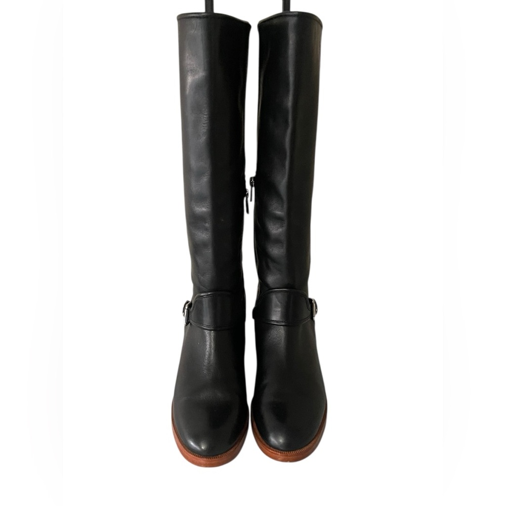 Coach Cecelia black leather riding boots size 8 B - Picture 2 of 11
